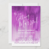 Paarse bruuigmaffia moderne huwelijksuitnodigingen kaart (Voorkant)