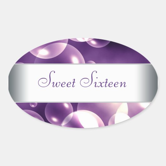 Paarse Bubbel Envelop Sluitzegel Feest Favoriet La Ovale Sticker (Voorkant)