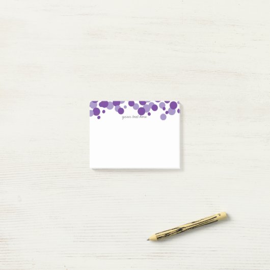 Paarse bubbels Confetti Patroon Post-it® notes (Op bureau)