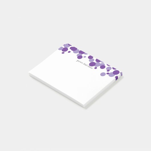 Paarse bubbels Confetti Patroon Post-it® notes (Schuin)