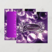 Paarse bubbels Quinceanera 15e verjaardag Kaart (Voorkant / Achterkant)