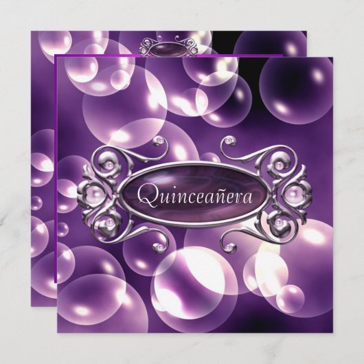 Paarse bubbels Quinceanera 15e verjaardag Kaart (Voorkant / Achterkant)