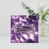 Paarse bubbels Quinceanera 15e verjaardag Kaart (Staand voorkant)