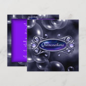  Paarse Bubbels Quinceanera Kaart (Voorkant / Achterkant)