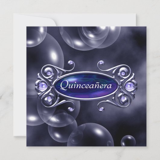  Paarse Bubbels Quinceanera Kaart (Voorkant)