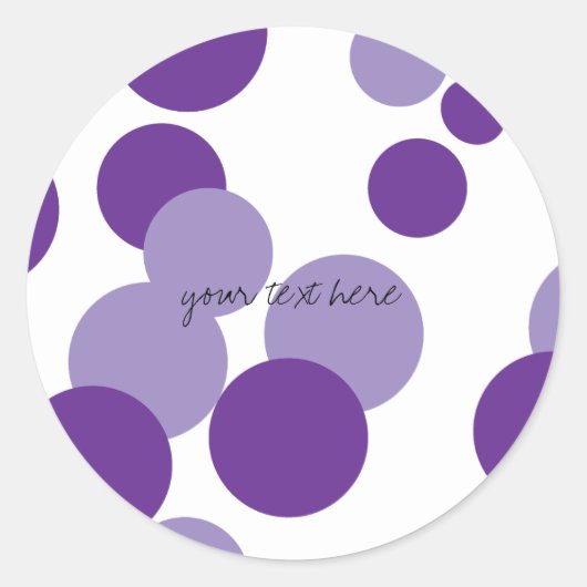 Paarse bubbelsteentjes ronde sticker (Voorkant)