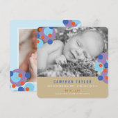 Paarse Bubble Circles Baby Boy Geboorteaankondigin Aankondiging (Voorkant / Achterkant)