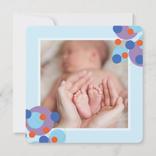 Paarse Bubble Circles Baby Boy Geboorteaankondigin Aankondiging (Achterkant)