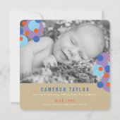 Paarse Bubble Circles Baby Boy Geboorteaankondigin Aankondiging (Voorkant)