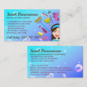 Paarse Bubble Janitorial House schoonmaakservice Visitekaartje (Voorkant / Achterkant)