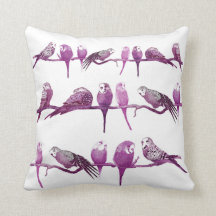 Paarse Budgie Bird Parrot Cushion Pillow