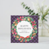 Paarse Buffalo met kerstmis Feestdagenkaart (Staand voorkant)