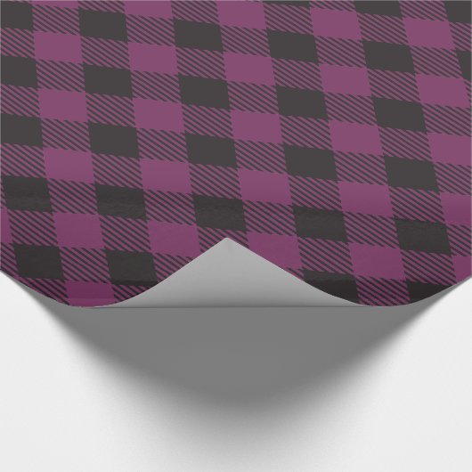Paarse Buffalo Plaid Country Chic Style Cadeaupapier (Hoek)