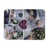 Paarse Buffalo Plaid Hart Foto Vrolijk Kerstfeest Magneet (Horizontaal)