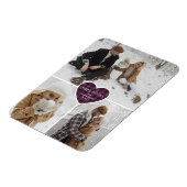 Paarse Buffalo Plaid Sneeuwfoto Vakantie Magneet (Linkerzijde)