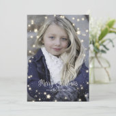 Paarse Buffalo Plaid Sterren Foto Kerstkaarten Feestdagenkaart (Staand voorkant)