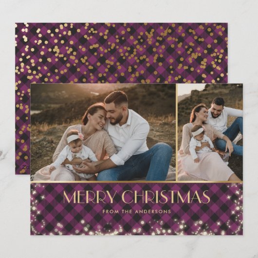 Paarse Buffalo Pset Gold met Kerstmis Feestdagenkaart (Voorkant / Achterkant)
