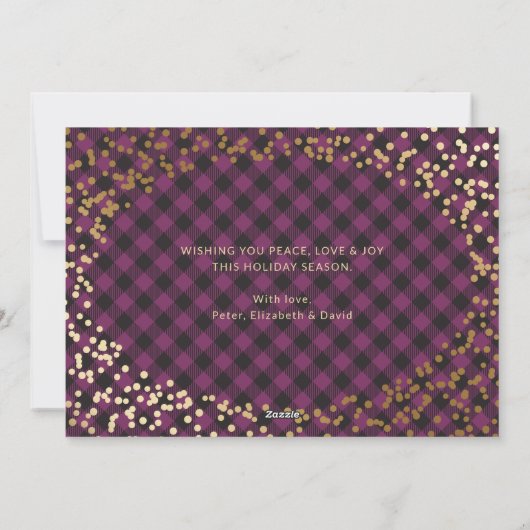 Paarse Buffalo Pset Holly-fotokerstkaarten Feestdagenkaart (Achterkant)