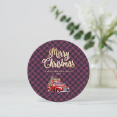 Paarse Buffalo Pset Red Truck-kerstkaarten Feestdagenkaart (Staand voorkant)