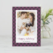 Paarse Buffalo Pset Snow Photo Holiday Kaarten (Staand voorkant)