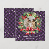 Paarse Buffalo Pset Wreatsterren met kerstmis Feestdagenkaart (Voorkant / Achterkant)