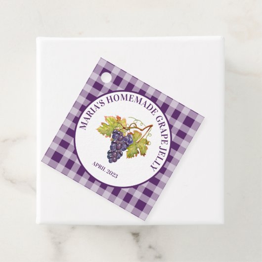 Paarse buffelcheque Homemade Grape Jelly of Jam Bedankjes Labels (In situ)