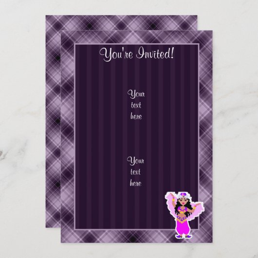 Paarse buikdanseres kaart (Voorkant / Achterkant)