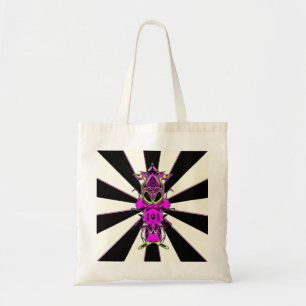 Paarse buitenaardse eekhoorn met knipperende panne tote bag