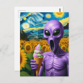 Paarse buitenaardse ijsjes schreeuwen briefkaart (Voorkant / Achterkant)