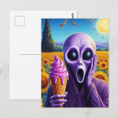 Paarse buitenaardse schreeuwen in Van Gogh Zonnebl Briefkaart (Voorkant / Achterkant)