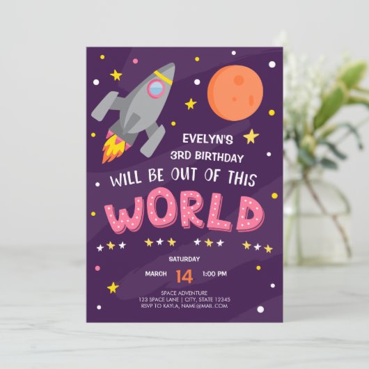 Paarse buitenruimte - uitnodiging op zondag met fo (Staand voorkant)