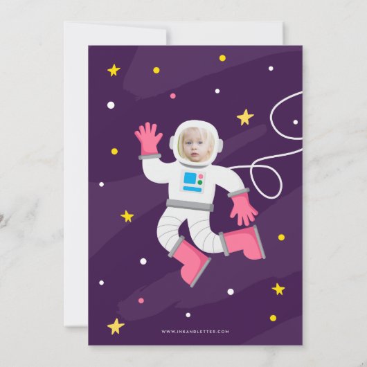 Paarse buitenruimte - uitnodiging op zondag met fo (Achterkant)