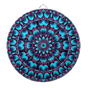 Paarse buizen  Blauwe Fractal Kaleidoscoop Dartbord