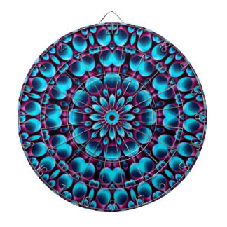 Paarse buizen  Blauwe Fractal Kaleidoscoop Dartbord