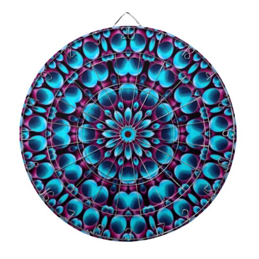 Paarse buizen Blauwe Fractal Kaleidoscoop Dartbord (Voorkant)