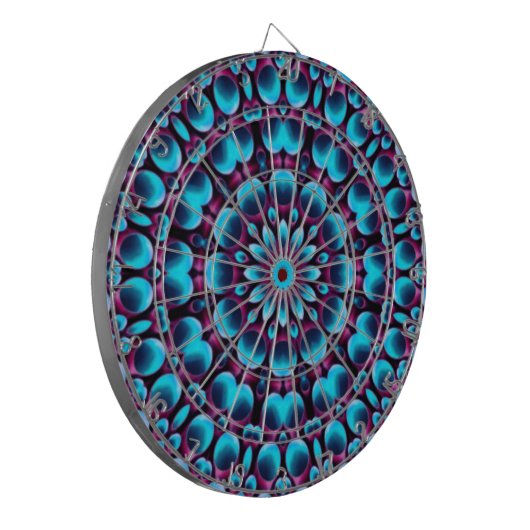 Paarse buizen Blauwe Fractal Kaleidoscoop Dartbord (Voorkant Links)