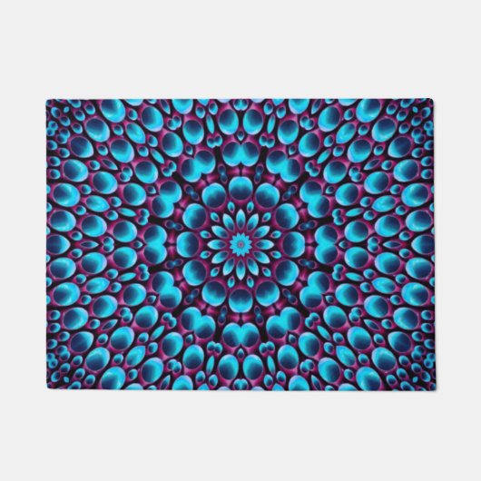Paarse buizen Blauwe Fractal Kaleidoscoop Deurmat (Voorkant)
