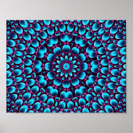 Paarse buizen  Blauwe Fractal Kaleidoscoop Poster