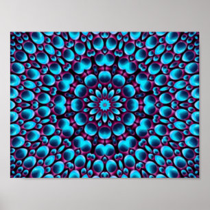 Paarse buizen  Blauwe Fractal Kaleidoscoop Poster