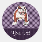 Paarse Bulldog Ronde Sticker (Voorkant)