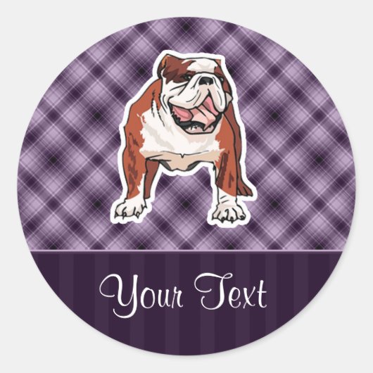 Paarse Bulldog Ronde Sticker (Voorkant)