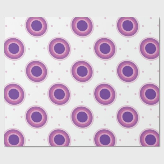 Paarse Bullseye Target Polka Dot Round Circles Cadeaupapier (Vlak)