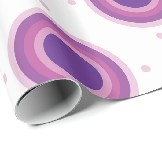 Paarse Bullseye Target Polka Dot Round Circles Cadeaupapier (Rol Hoek)