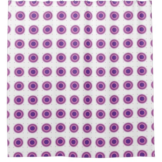 Paarse Bullseye Target Polka Dot Round Circles Douchegordijn (Voorkant)