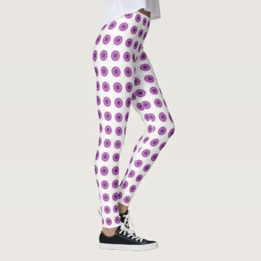 Paarse Bullseye Target Polka Dot Round Circles Leggings (Rechts)
