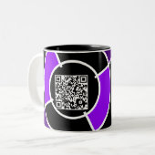 paarse bulseye QR-code Tweekleurige Koffiemok (Voorkant links)
