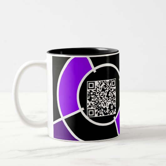 paarse bulseye QR-code Tweekleurige Koffiemok (Links)