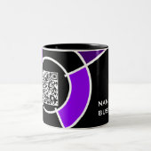 paarse bulseye QR-code Tweekleurige Koffiemok (Center)