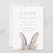 Paarse Bunny Easter Brunch & Egg Hunt Uitnodiging (Voorkant)