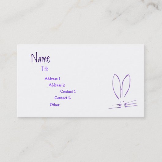 Paarse Bunny Hop Visitekaartje (Voorkant)